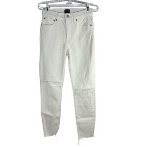 J.Crew High-Rise Skinny Jeans Womens Size 26 White Raw Hem Stretch Casual Denim